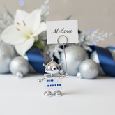 4 tarjeteros robot navideños dorados y plateados